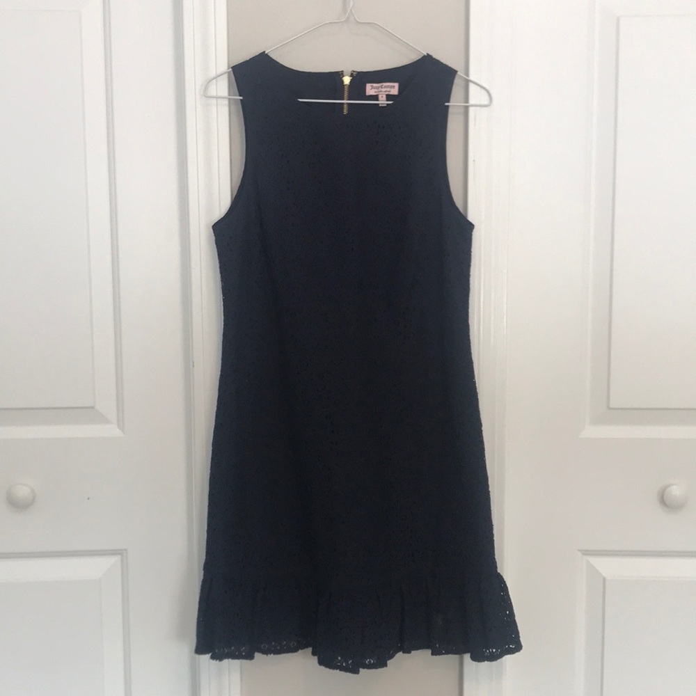 Juicy Couture navy sleeveless lace shift dress